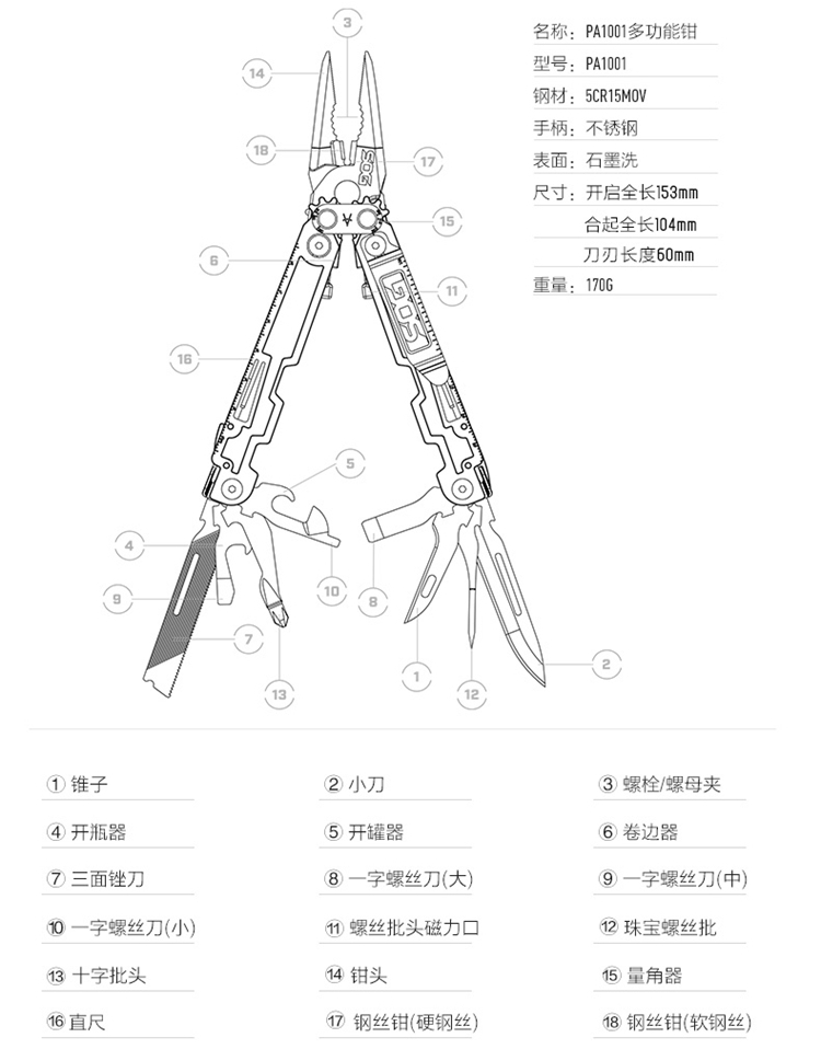 SOG索格PA1001多功能组合工具刀钳